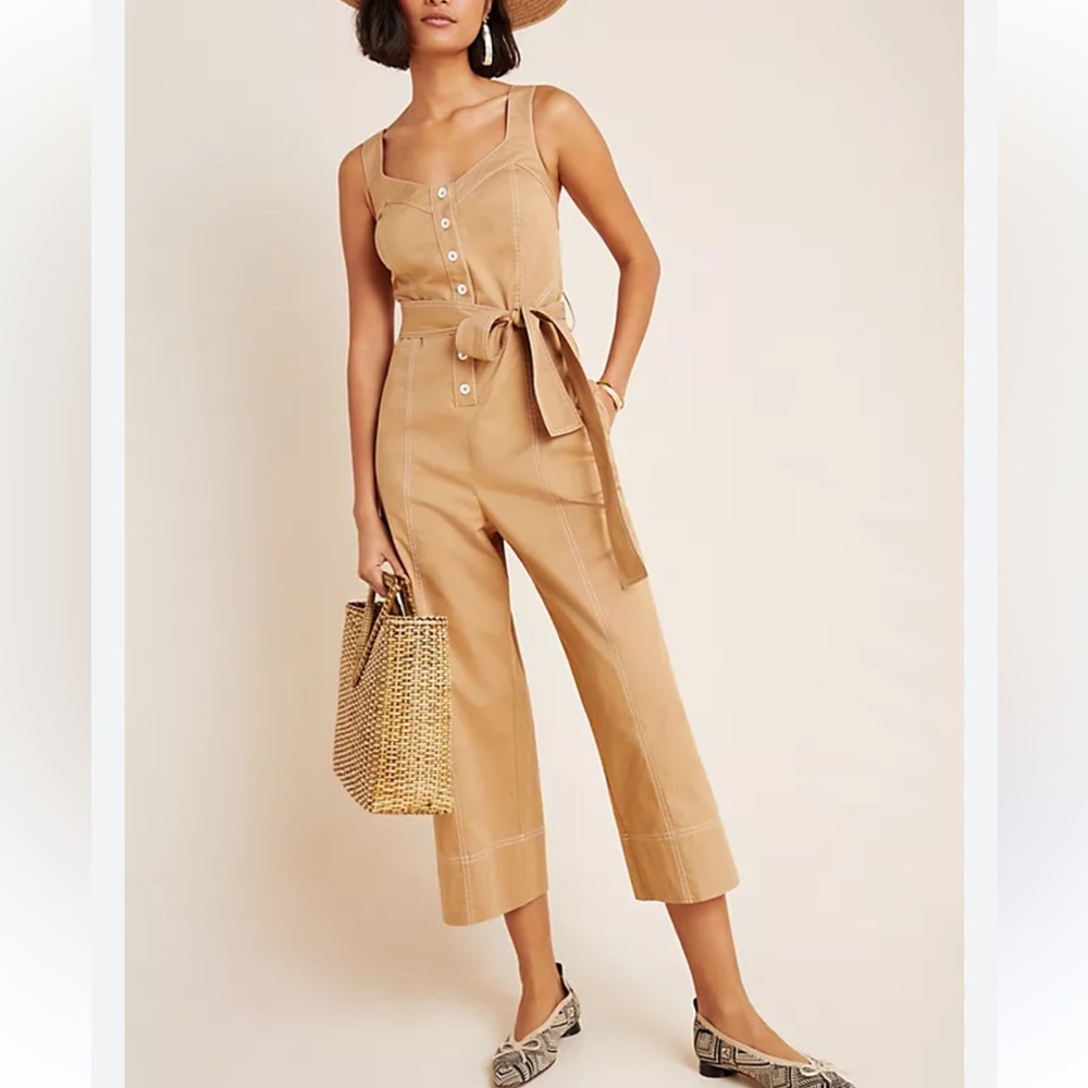 Anthropologie Current Air Mischa contrast stitched jumpsuit